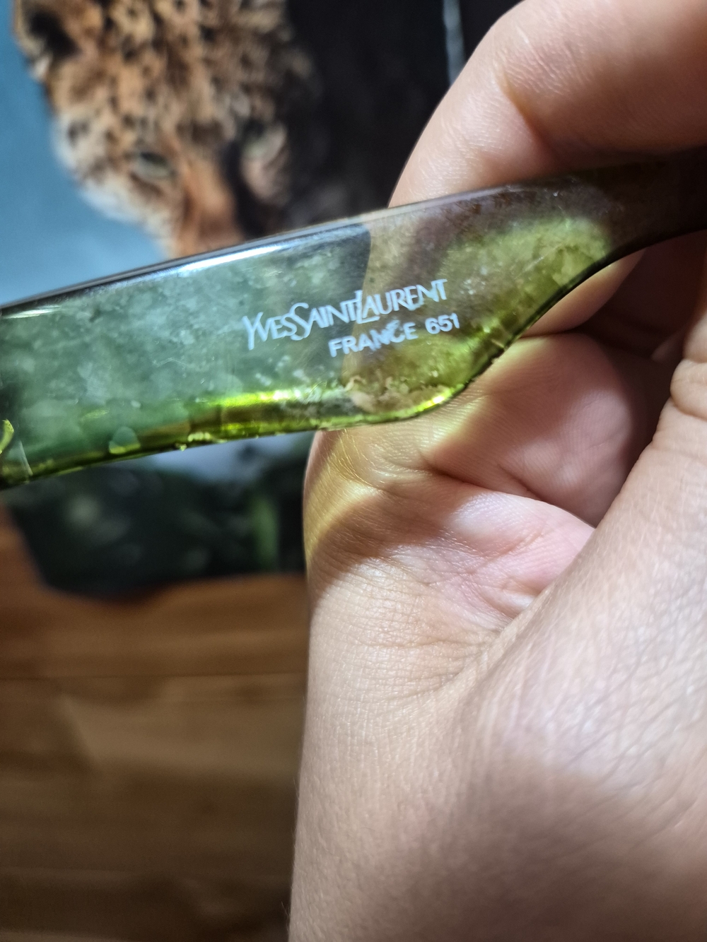 Very Rare Vintage 70's 80's Yves Saint Laurent Olive Green Oversized  Sunglasses - Picture 3 of 6
